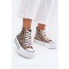 Dámské Tenisky Vysoké Na Masivní Platformě S Připínáčky Leopardí Zlato Olivana (Veľkosť 38)