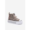 Dámské Tenisky Vysoké Na Masivní Platformě S Připínáčky Leopardí Zlato Olivana (Veľkosť 38)