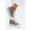 Dámské Tenisky Vysoké Na Masivní Platformě S Připínáčky Leopardí Zlato Olivana (Veľkosť 38)