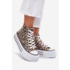 Dámské Tenisky Vysoké Na Masivní Platformě S Připínáčky Leopardí Zlato Olivana (Veľkosť 38)