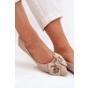 Lakované Baletky S Mašlí A Zlatou Broží Tmavě Béžové Rivona (Veľkosť 36)