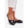 Laky baleríny s mašlí a zlatou broží černé Rivona (Veľkosť 36)