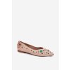 Dámske baletky ozdobené krystaly béžove valena / JH525P KHAKI (Veľkosť 36)