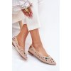 Dámske baletky ozdobené krystaly béžove valena / JH525P KHAKI (Veľkosť 36)