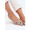 Dámske baletky ozdobené krystaly béžove valena / JH525P KHAKI (Veľkosť 36)