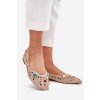 Dámske baletky ozdobené krystaly béžove valena / JH525P KHAKI (Veľkosť 36)