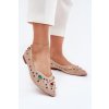Dámske baletky ozdobené krystaly béžove valena / JH525P KHAKI (Veľkosť 36)