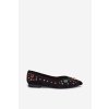Dámske baletky zdobené krystaly čierne valena / JH525P BLACK (Veľkosť 36)