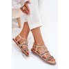 Dámské Sandály Se Zdobením A Pletenými Pásky Béžové Delyra (Veľkosť 40)