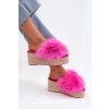 Dámské papuče Na Klínu S Kožíškem A Pletením Fuchsie Virela (Veľkosť 36)