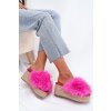 Dámské papuče Na Klínu S Kožíškem A Pletením Fuchsie Virela (Veľkosť 36)