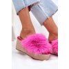 Dámské papuče Na Klínu S Kožíškem A Pletením Fuchsie Virela (Veľkosť 36)