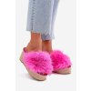 Dámské papuče Na Klínu S Kožíškem A Pletením Fuchsie Virela (Veľkosť 36)