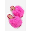 Dámské papuče Na Klínu S Kožíškem A Pletením Fuchsie Virela (Veľkosť 36)