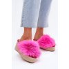 Dámské papuče Na Klínu S Kožíškem A Pletením Fuchsie Virela (Veľkosť 36)