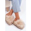 Dámské papuče Na Klínku S Kožíškem A Pletením Béžové Virela (Veľkosť 36)