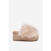 Dámské papuče Na Klínku S Kožíškem A Pletením Béžové Virela (Veľkosť 36)