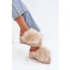 Dámské papuče Na Klínku S Kožíškem A Pletením Béžové Virela (Veľkosť 36)