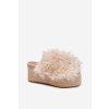 Dámské papuče Na Klínku S Kožíškem A Pletením Béžové Virela (Veľkosť 36)