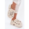 Dámské papuče na masivní platformě s ozdobami béžové Vivira (Veľkosť 36.5)