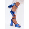 Laky Dámske Sandále na podpätku modré marila / KK54P BLUE (Veľkosť 36)