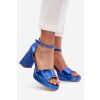 Laky Dámske Sandále na podpätku modré marila / KK54P BLUE (Veľkosť 36)