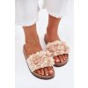 Dámské papuče Na Korek Podošvy S Ozdobnými Květinami Béžové Seleneza (Veľkosť 36)