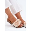Dámské papuče Na Korek Podošvy S Ozdobnými Květinami Béžové Seleneza (Veľkosť 36)