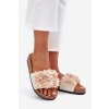 Dámské papuče Na Korek Podošvy S Ozdobnými Květinami Béžové Seleneza (Veľkosť 36)