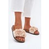 Dámské papuče Na Korek Podošvy S Ozdobnými Květinami Béžové Seleneza (Veľkosť 36)
