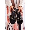 Dámske kožené papuče s zdobením čierne brien / MY-33171 BLACK (Veľkosť 38)