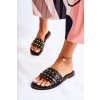 Dámske kožené papuče s zdobením čierne brien / MY-33171 BLACK (Veľkosť 38)