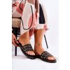 Dámske kožené papuče s zdobením čierne brien / MY-33171 BLACK (Veľkosť 38)