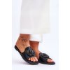 Dámske ploché papuče s ozdobami s.barski kv-520-3 čierne / KV-520-3 BLACK (Veľkosť 36)