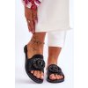 Dámske ploché papuče s ozdobami s.barski kv-520-3 čierne / KV-520-3 BLACK (Veľkosť 36)