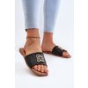 Ploché Dámske žabky s pletením a ozdobou čierne omenna / 24SD98-6982 BLACK (Veľkosť 36)
