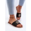 Ploché Dámske žabky s pletením a ozdobou čierne omenna / 24SD98-6982 BLACK (Veľkosť 36)