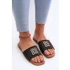 Ploché Dámske žabky s pletením a ozdobou čierne omenna / 24SD98-6982 BLACK (Veľkosť 36)