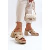 Zazoo 40373 Kožené žabky na podpatku béžové (Veľkosť 36)
