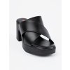 Čierne dámske šľapky na hrubom podpätku s platformou z eko kože AI26B