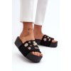 Dámske žabky na platforme s prackami čierne / BG172 BLACK (Veľkosť 39)