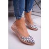 Kožené Baleríny S Ozdobnými Kameny Champagne Crystal (Veľkosť 37)