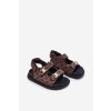 Detské Sandále na suchý zips so zlatými detaily hnedé cavina / 366-2A/3A BROWN (Veľkosť 26)