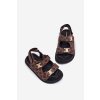 Detské Sandále na suchý zips so zlatými detaily hnedé cavina / 366-2A/3A BROWN (Veľkosť 26)