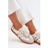 Nízké kožené sneakersy dámské bílo-zlaté Ismina (Veľkosť 36)