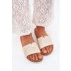 Dámské papuče na korkové platformě s ozdobným detailem béžové Vessira (Veľkosť 36)