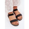 Dámske Sandále s pletením na ozdobené platforme čierne velara / 9695-PL BLACK (Veľkosť 36)