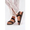 Dámske Sandále s pletením na ozdobené platforme čierne velara / 9695-PL BLACK (Veľkosť 36)