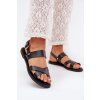 Ploché Dámske Sandále z eco kože čierne kalira / 8014 BLACK (Veľkosť 36)
