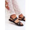 Ploché Dámske Sandále z eco kože čierne kalira / 8014 BLACK (Veľkosť 36)